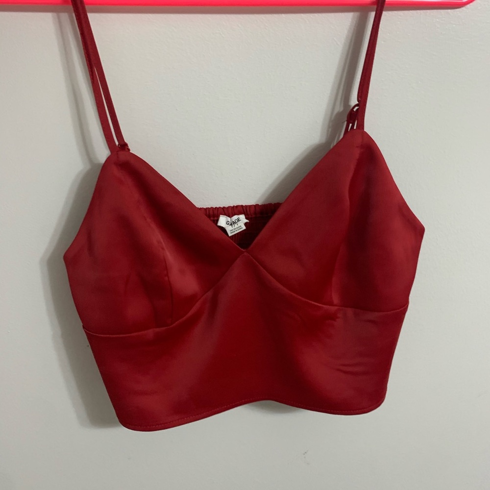 red silk cami